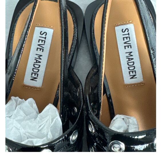 NWB Steven Madden Women's Graya Black Patent Slingback Flats Size 9 - Picture 9 of 12
